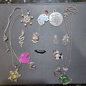 Silver and Gold Charm Necklace Set